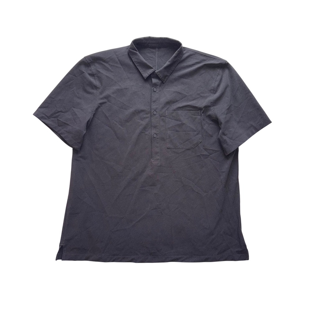 LULULEMON WovenAir Popover Shirt Mens 2XL Charcoal Gray Short Sleeve Pocket